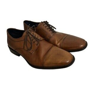 Johnston & Murphy Men's 12M Tan Cushioned Novick Cap Toe Lace Up Oxford Shoes